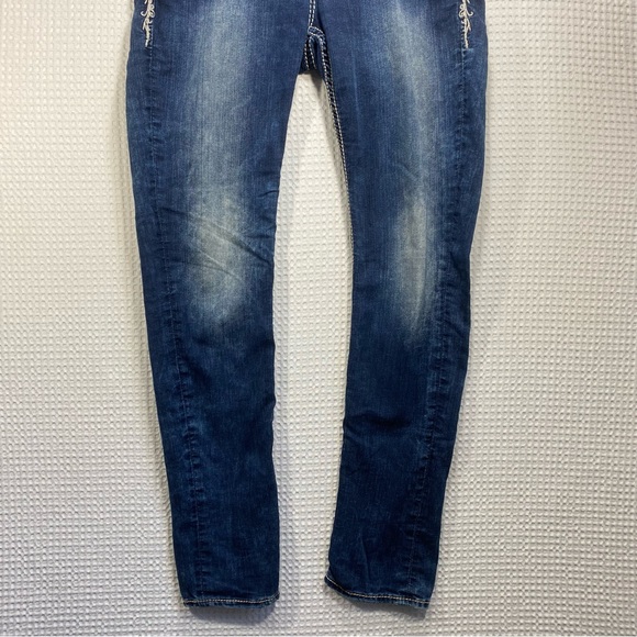 Silver Jeans Aiko Flap Skinny White Thick Stitch Dark Stretch; Women’s 27W 31L - Picture 4 of 16